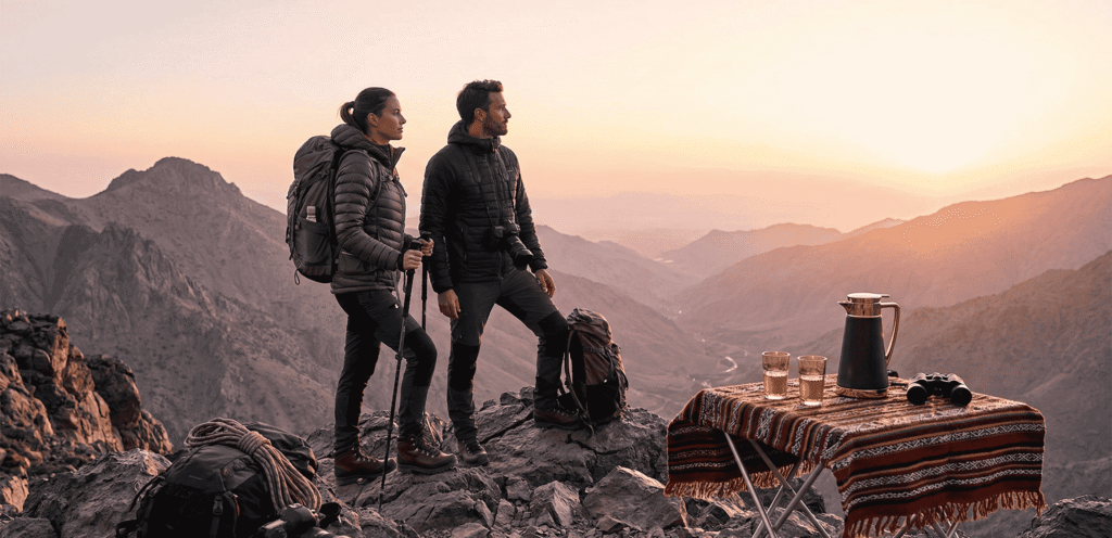 hikers trekking on a rocky mountain