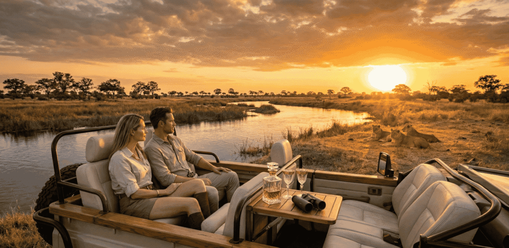 A couple enjoying a safari
