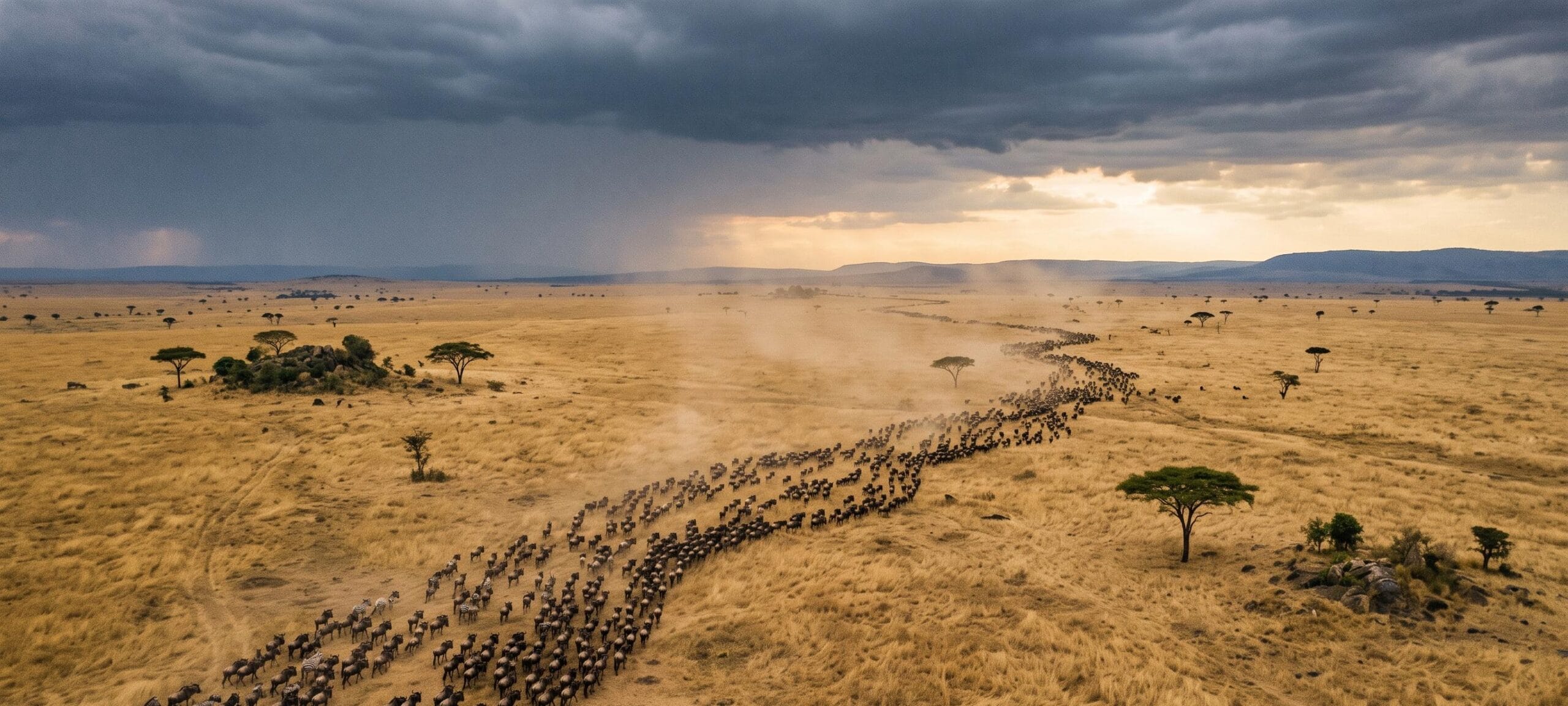 Wildebeest migration across the Serengeti on a Kenya Tanzania Zanzibar safari