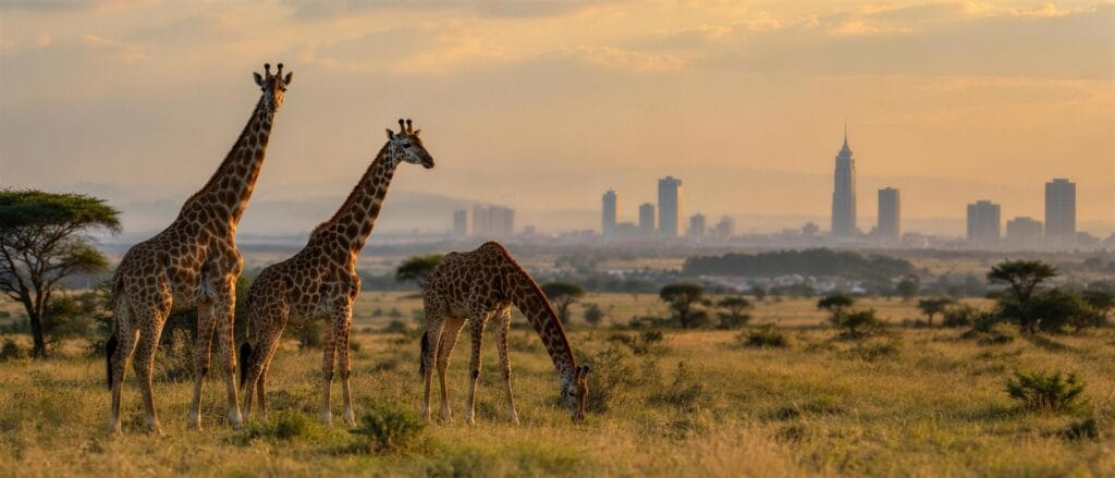 nairobi-national-park-giraffes-skyline